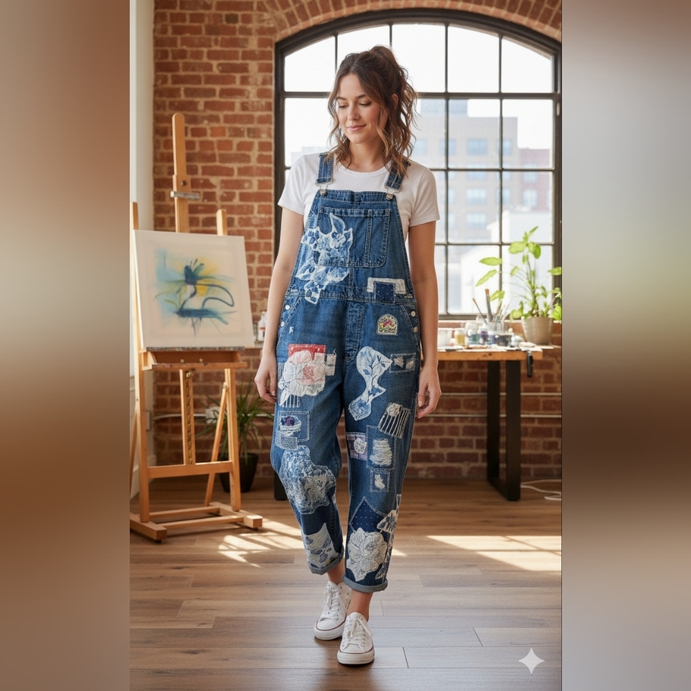 Custom And Hand Crafted Upcycled Patchwork Overal… - image 1